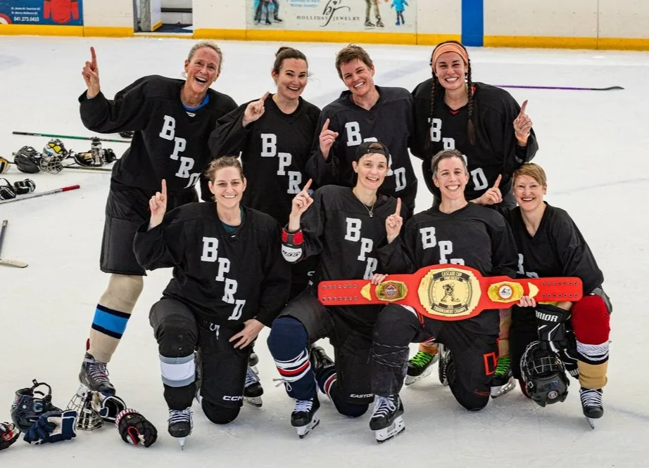 A team gathers on the ice after a game at the 2026 Cascade Cup
